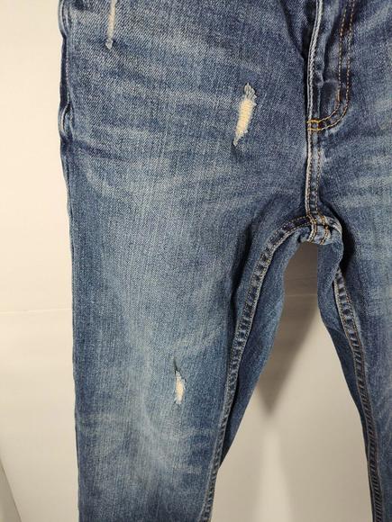True Craft Flex Boy's Size 10 Med Wash Straight Stretch Distressed Denim Jeans - Picture 4 of 11